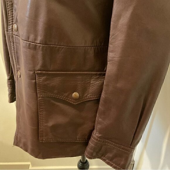 🦄RARE 70s Vintage Pierre Desmarais VOYAGEUR Genuine Brown Leather Jacket - Picture 12 of 13